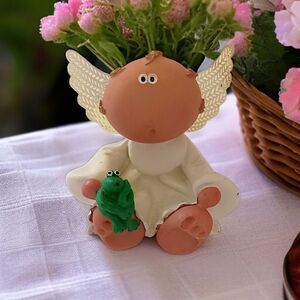 Kirks Kritters Angel Cheeks Figure Frog Russ Berrie 2001 Vintage Cherub Wings